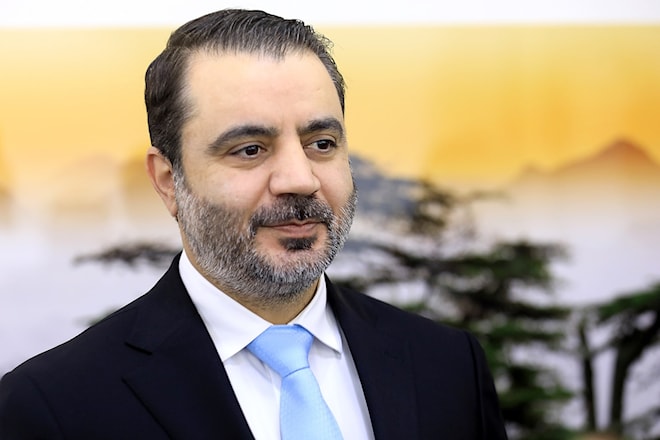 وزير الخارجية السوري أسعد الشيباني خلال زيارةٍ إلى بيروت (هيثم الموسوي)