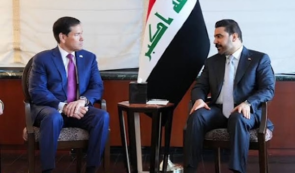 الزيدي مجتمعاً مع وزير الخارجية الأميركي، ماركو روبيو، على هامش الجمعية العامة للأمم المتحدة (أ ف ب)