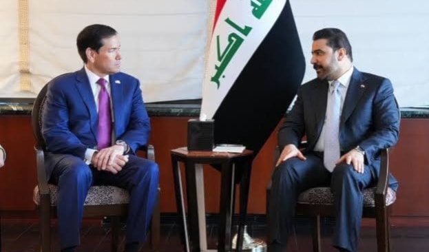 الزيدي مجتمعاً مع وزير الخارجية الأميركي، ماركو روبيو، على هامش الجمعية العامة للأمم المتحدة (أ ف ب)