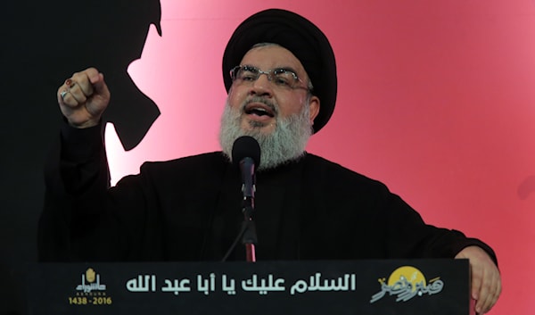 الشهيد السيد حسن نصر الله في ليلة العاشر من محرّم عام 2016 (هيثم الموسوي)